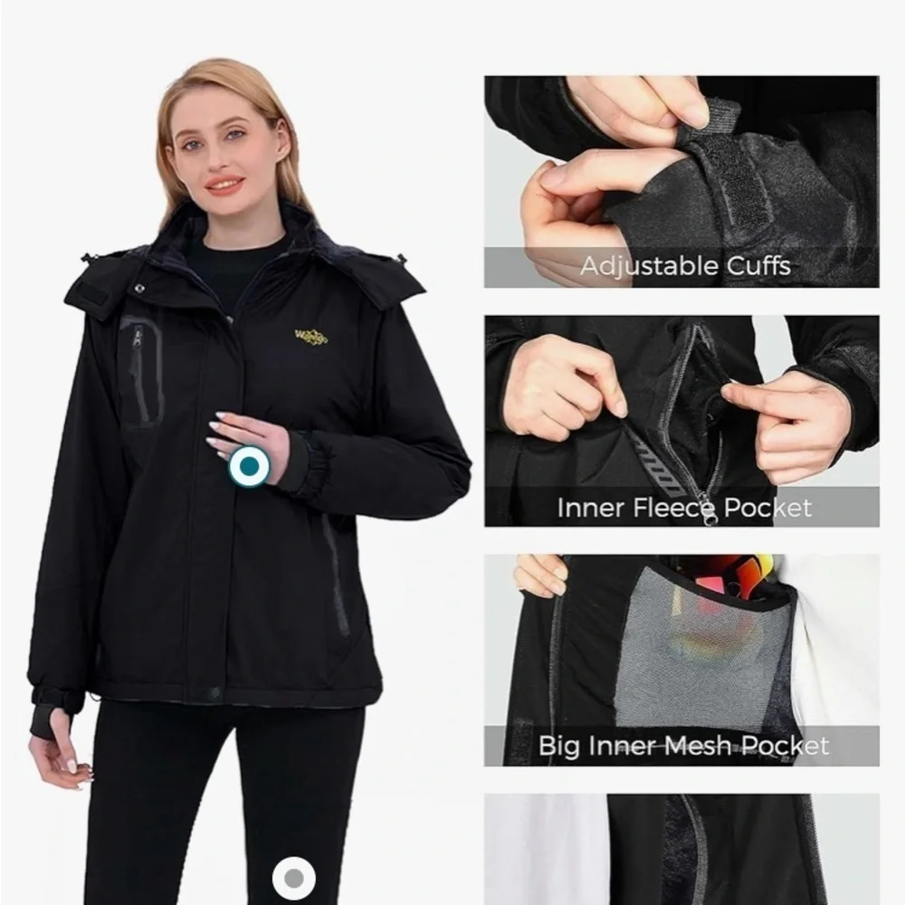 Wantdo Waterproof Ski Jacket Windproof Snow Warm Hooded Coat Sz M